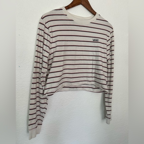 Vans Cream and Red Striped Long Sleeve Crop top - Picture 1 of 3